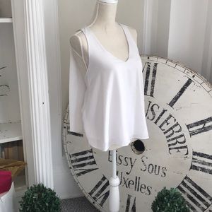 Zara Tops - Zara white sleeveless blouse with built in cape Zara Tops - Zara white sleeveless blouse with built in cape
